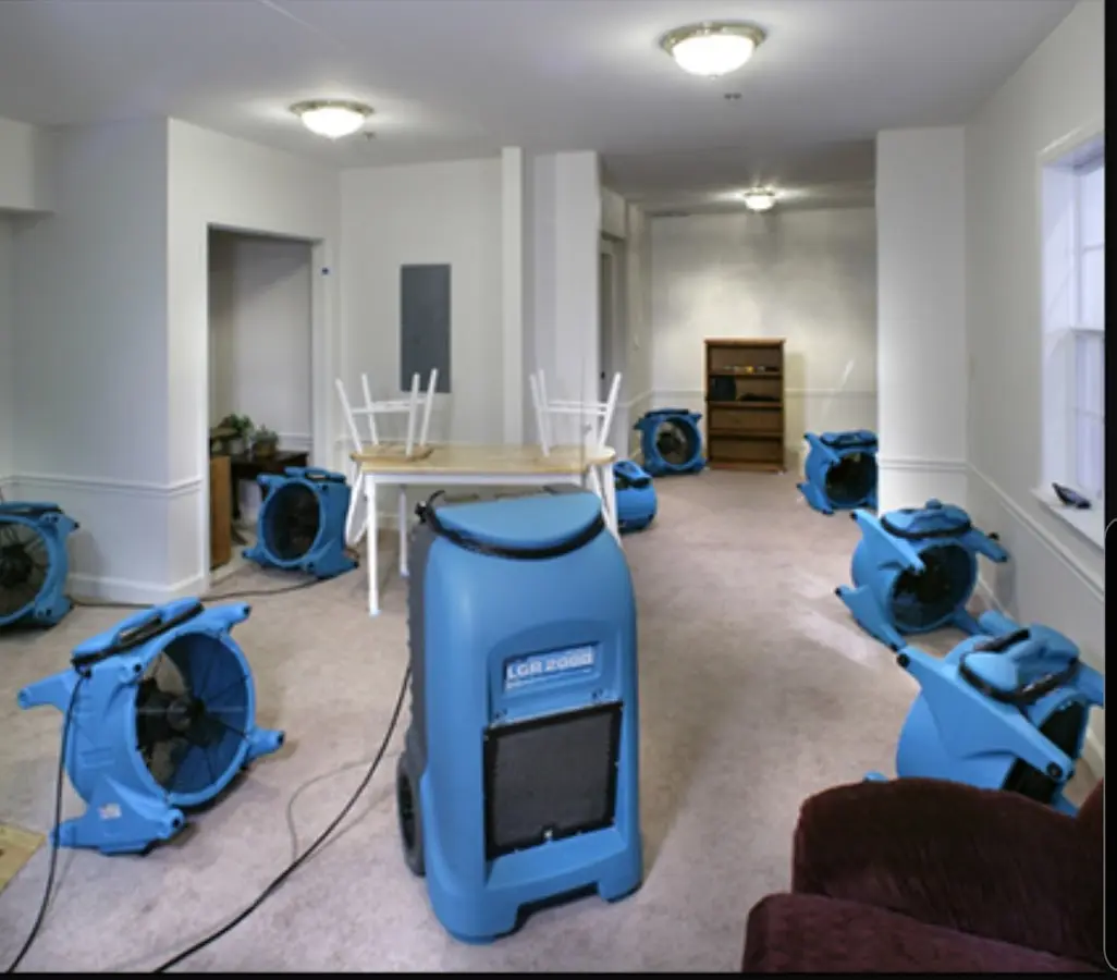 Air movers and dehumidifier setup for Water Extraction & Removal in Lansdale